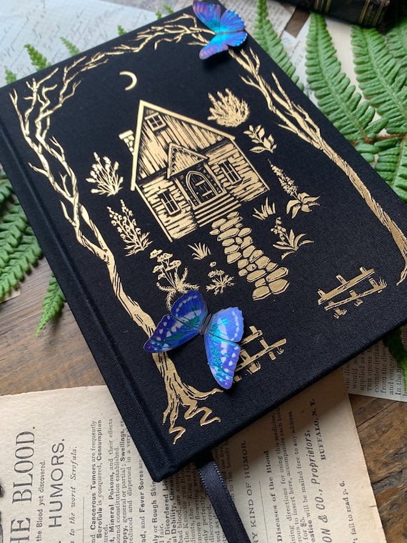 The Grimoire - B6 notebook, lined notebook, 120gsm ivory paper - gold or silver foil, witchy notebook, dark academia, cottagecore, vegan
