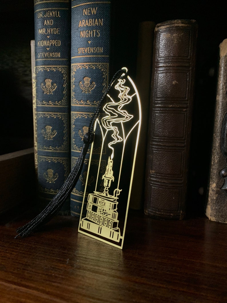 Cathedral candlestick metal brass bookmark, dark academia image 1