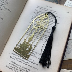 Cathedral candlestick metal brass bookmark, dark academia image 4