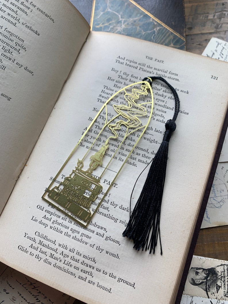 Cathedral candlestick metal brass bookmark, dark academia image 4