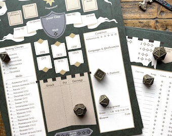 DnD 5e character sheet set (physical sheets)