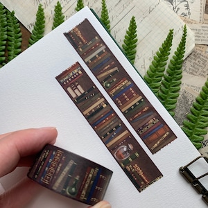 Bookshelf washi tape, 20mm washi tape, dark academia, bookish washi