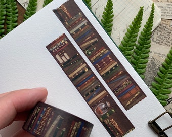 Cinta washi de estantería, cinta washi de 20 mm, academia oscura, washi de libros