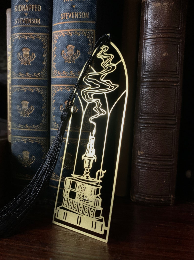 Cathedral candlestick metal brass bookmark, dark academia image 2