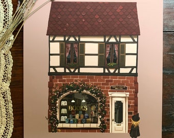 8x10 print "The Bookstore" witch art, fairy tale