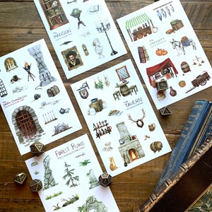 Washi-stickerset: stickers voor wereldbouwdagboek op tafel
