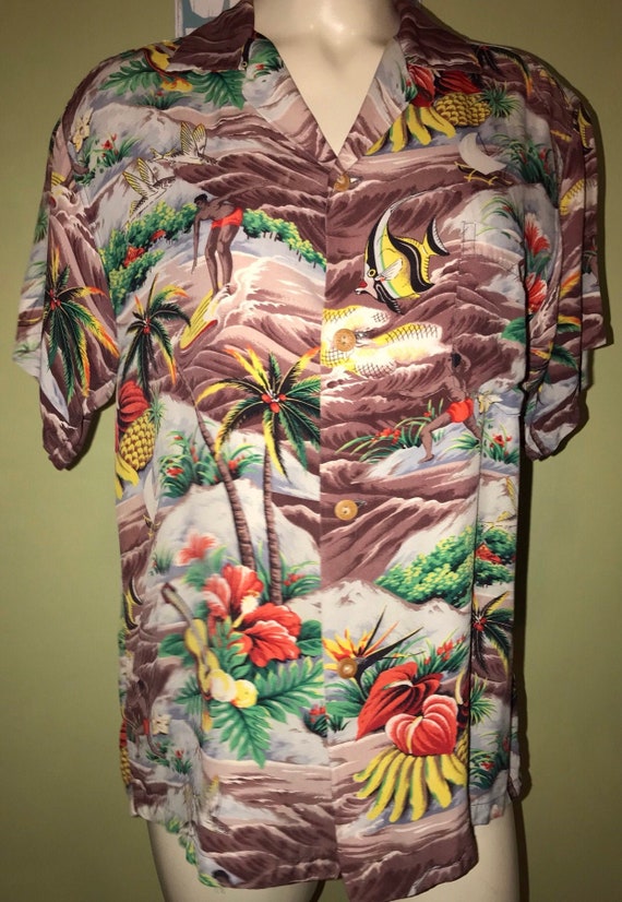 RESERVE FOR KERI Vintage Aloha Shirt, Size Medium 