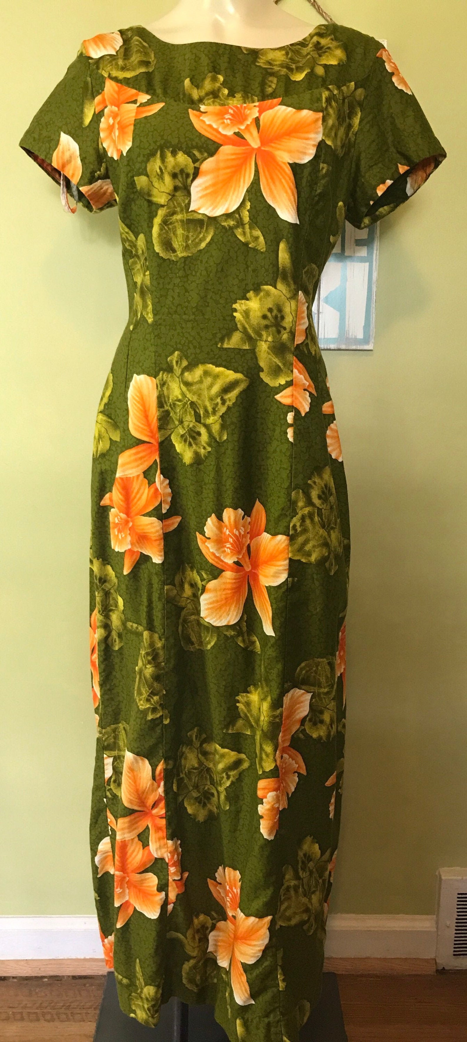 Vintage Hawaiian Holoku Dress Size Small Etsy