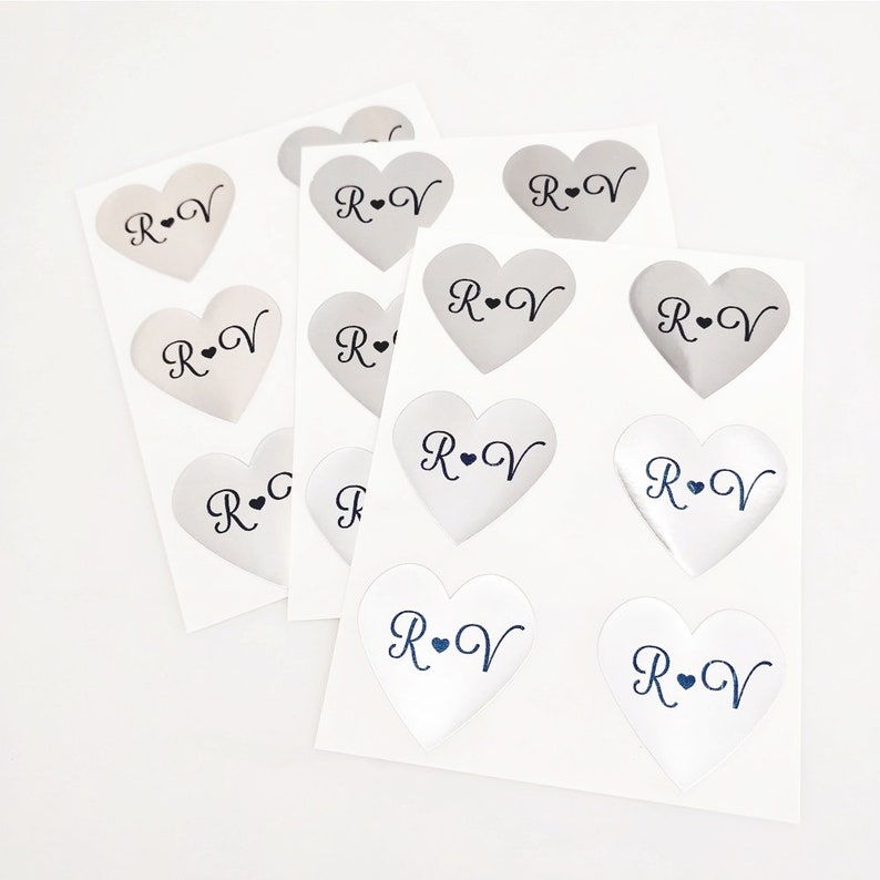 Heart Envelope Stickers x 50 Silver Gold Seals for Wedding Invitations