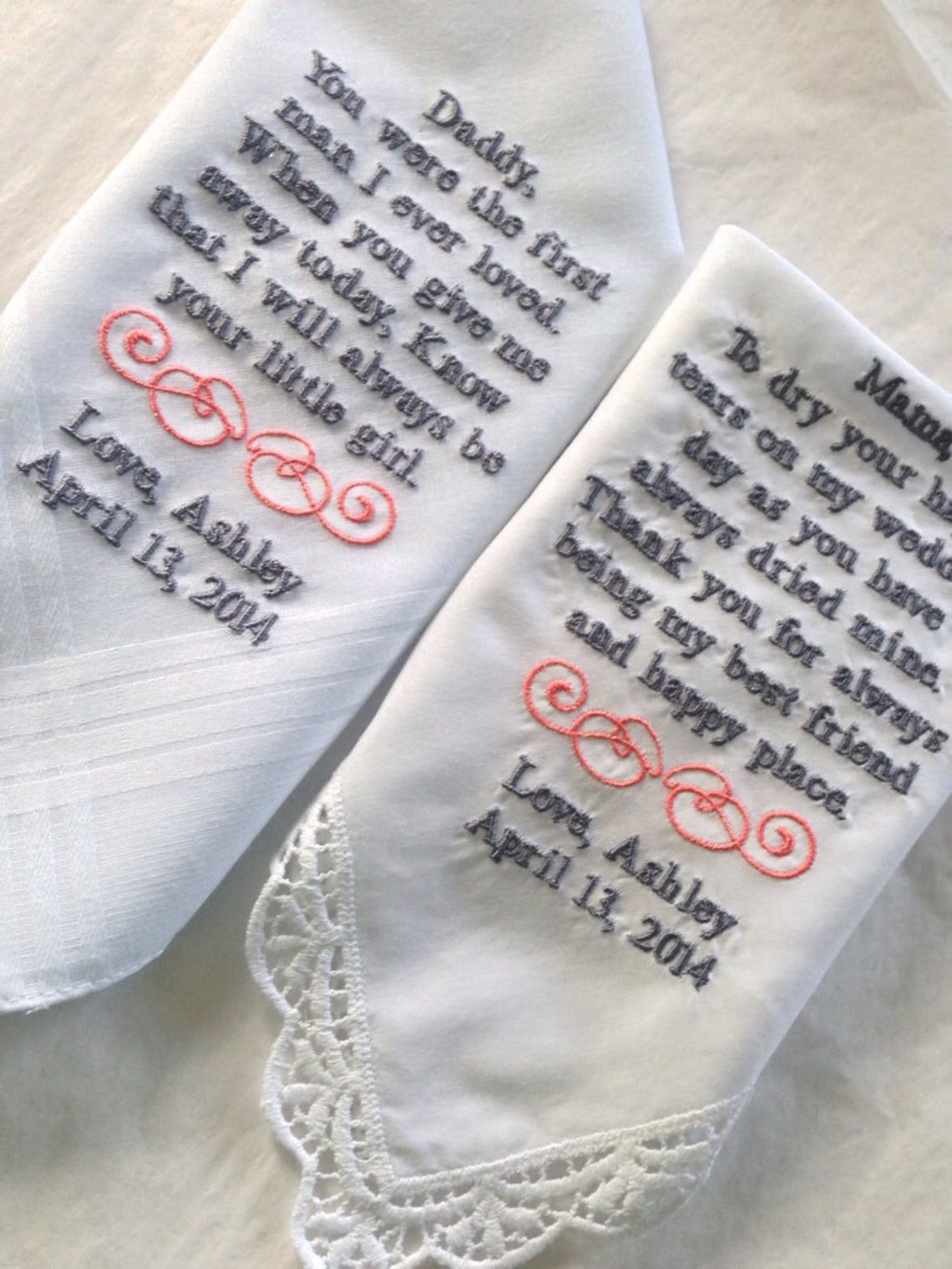 Set of Two Personalized WEDDING HANKIE'S Mother & Father Etsy Set of Two Personalized WEDDING HANKIE'S Mother & Father Etsy