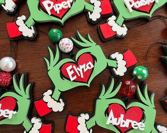 personalisierte Grinch Ornament handgemacht, für Mama, skurrilen Ornament, Whoville Weihnachten, Grinchmas Ornament