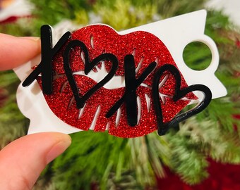 Valentinstag Stanley Topper Namesschild, benutzerdefiniertes Namensschild, xoxo kundenspezifischer Bechernamensschild, Becherdeckel, Geschenk für Mutter