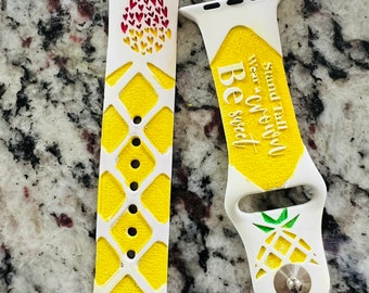 Ananas Uhrenarmband für Apple, Silikon Uhrenarmband, 38mm Uhrenarmband Apfel, 42mm Uhrenarmband, graviertes Uhrenarmband,