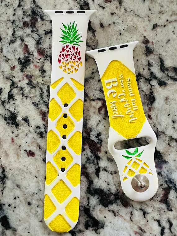 Pineapple Watch Band for Apple Silicone Watch Band 38mm Watch Band Apple 42mm Watch Band Engraved Watch Strap Etsy Canada