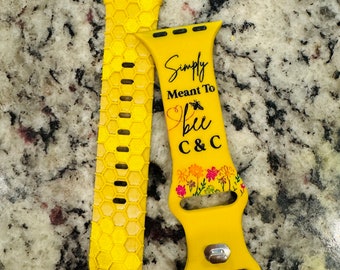 Biene Bienenwabe Uhrenarmband für Apple, Silikon Uhrenarmband, 38mm Uhrenarmband Apfel, 42mm Uhrenarmband, gravierter Uhrenarmband, Honigbiene