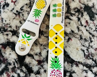 Ananas Armband für Apple, Silikon Armband, 38 mm Armband für Apple, Uhrenarmband, Geschenk Laser Gravur