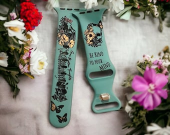 Totenkopf Uhrenarmband 40mm, Apple Watch Band 40mm, Bewusstsein für psychische Gesundheit, be kind to your mind, Geschenk für Schwester, Mutter, Bruder, von Tochter, Schwester, Mutter, Bruder