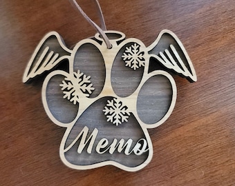 Personalisierte Pfotenabdruck Ornament handgemacht, für Hundemama, Geschenke für Hundeliebhaber, Verlust des Hundes Ornament Holz