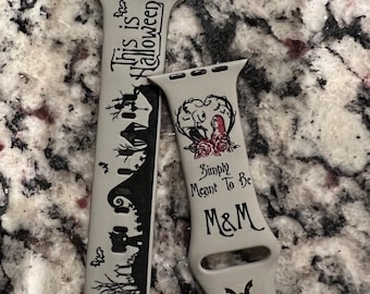 Halloween Uhrenarmband für Apple, Silikon Uhrenarmband, Uhr 38 40 41 42 44 45, Laser graviertes Armband, Nightmare from Christmas