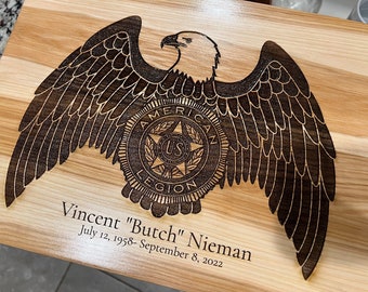 American Legion Schneidebretter personalisiert handgemacht, Geschenk zum 5. Jahrestag, Geschenke für Papa von Tochter, Veteran Geschenk