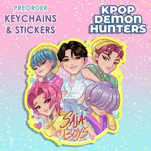 Keychains Stickers Saja Boys KPop Demon PREORDER Acrylic Charms Korean Movie Cute Gifts Boyband Soda Pop Jinu Romance Mystery Baby Abby