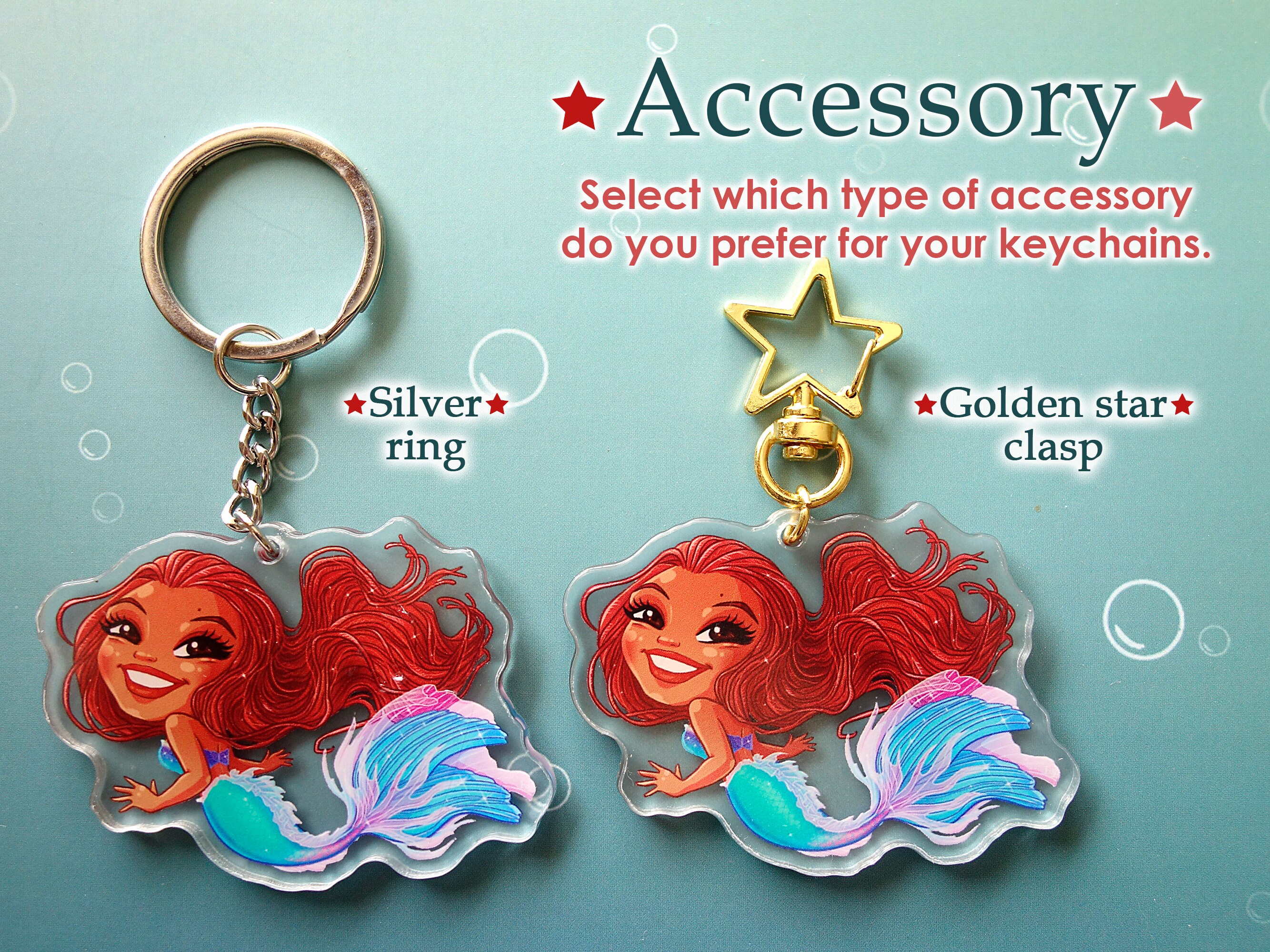 Keychains Stickers Ariel Little Mermaid Halle Live Action Princess