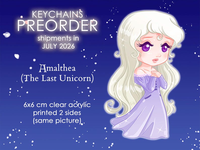 Keychains Non Disney Princesses Acrylic Charms Cute Gifts Heroines Anastasia Odette Odile Swan Thumbelina Amalthea Unicorn Kayley Chel PREORDER Amalthea