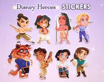 Stickers - Disney Heroes & Princes - Aladdin, Eric, Li Shang