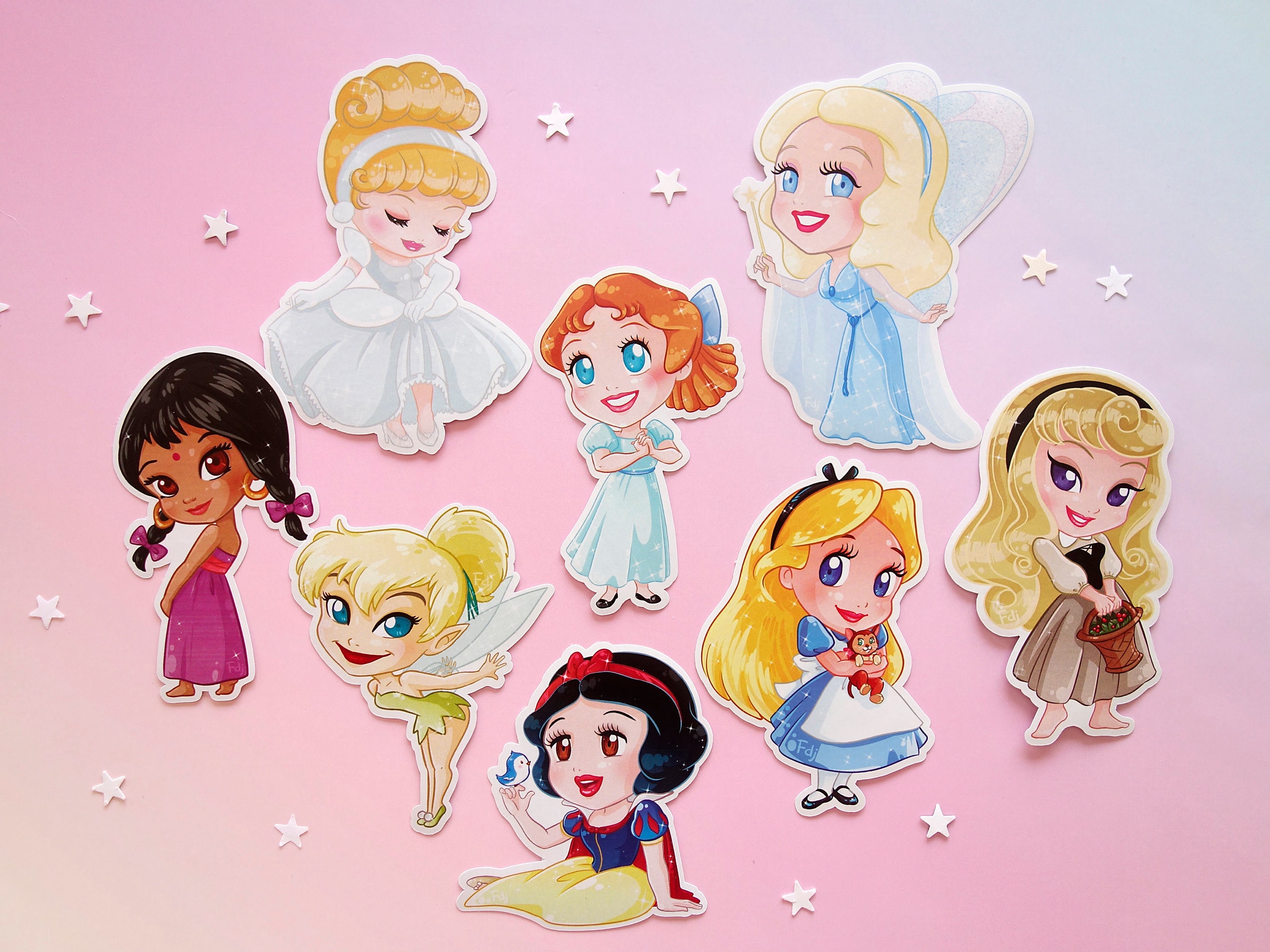 Disney Princess Stickers Elsa Meg Jasmine Moana Rapunzel Mulan Belle  Cinderella Disney Princess Sticker Disney Stickers 