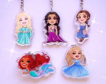 Keychains - Disney Live Action - Cinderella, Aurora, Ariel, Belle, Jasmine