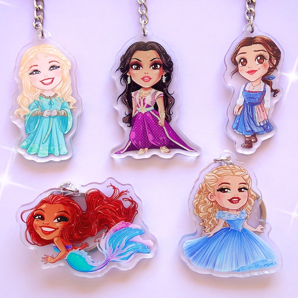 Schlüsselanhänger - Disney Live Action - Aschenputtel, Aurora, Ariel, Belle, Jasmin