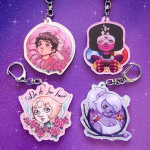 Keychains Steven Universe Acrylic Charms Cute Gifts Crystal Gems Pearl Garnet Amethyst Rose Art Special Collab Original Designs GGNADIArt