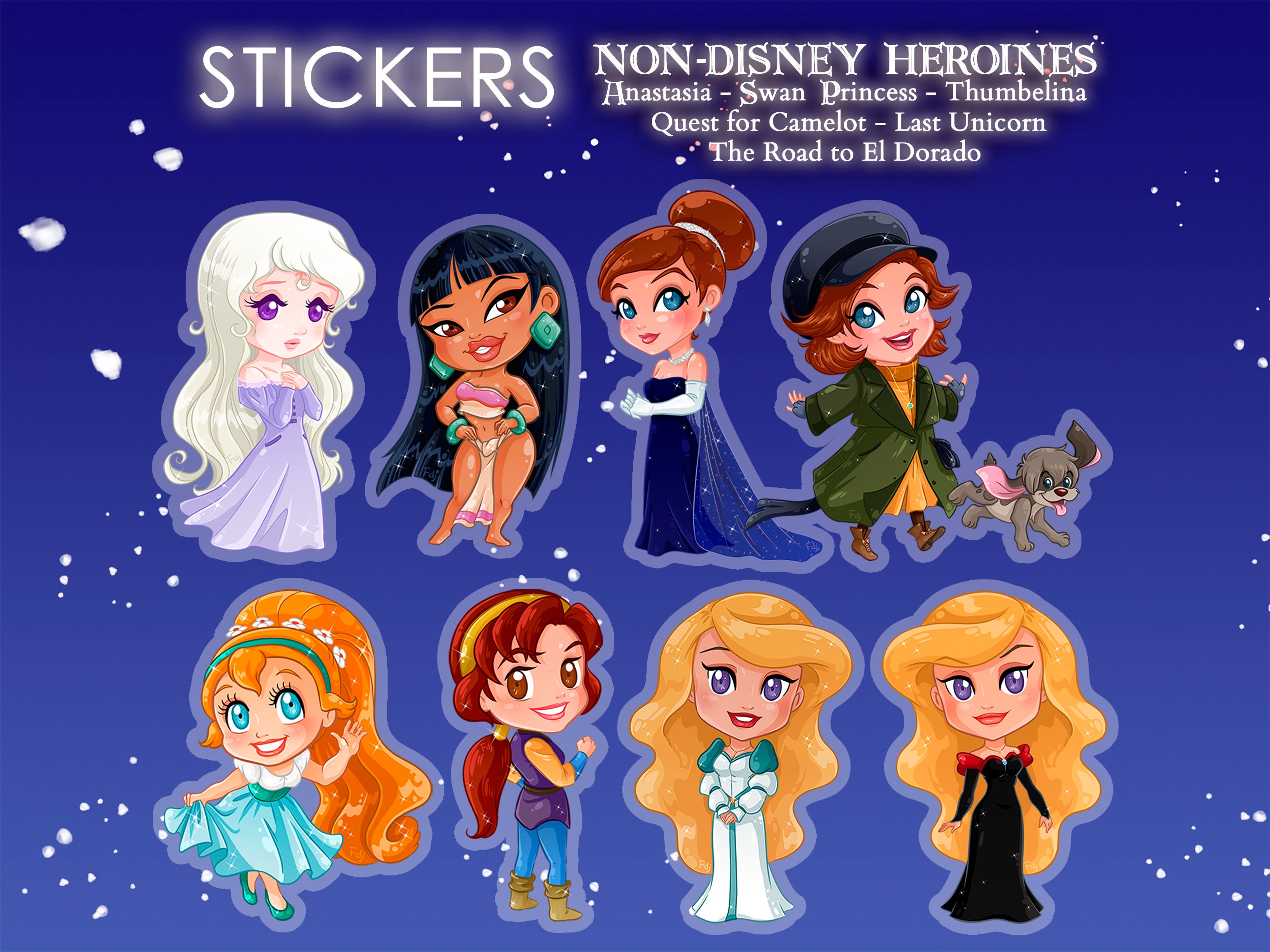 Stickers Non-Disney Heroines Anastasia Odette & Odile Swan Princess  Thumbelina Amalthea Last Unicorn Kayley Camelot-Chel El Dorado -   Portugal