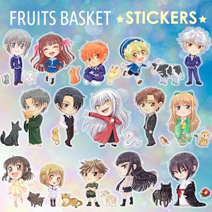 Autocollants Corbeille de fruits Signe astrologique chinois Cadeaux mignons Papeterie Tohru Kyo Yuki Esprits des animaux Manga et Anime