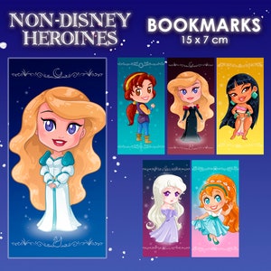 Marque-pages Héroïnes non Disney - Odette Odile Swan Princess - Poucette - Amalthea Last Unicorn - Kayley Quest Camelot - Chel Road El Dorado