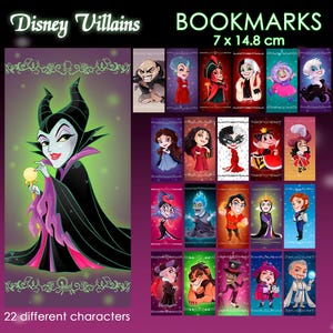 Segnalibri Cattivi Disney Halloween Regina Cattiva Uncino Malefica Tremaine Ursula Vanessa Crudelia Ade Yzma Jafar Gaston Scar Facilier Hans
