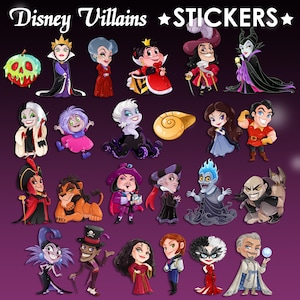 Stickers Disney Villains Halloween Evil Queen Hook Maleficent Tremaine Ursula Vanessa Cruella Hades Yzma Jafar Gaston Scar Facilier Shan Yu