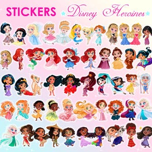 Stickers Disney Princesses Cute Gifts Stationery Heroines Ariel Rapunzel Belle Cinderella Snow White Anna Elsa Tiana Mulan