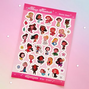 Aufkleber Bogen Mini Disney Prinzessinnen Heldinnen Journal Dekor Schreibwaren Ariel Rapunzel Mulan Aschenputtel Belle Jasmin Kida