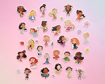Ministickers Set Disney Princesses Heroines Cute Mini Journal Decor Stationery Ariel Rapunzel Mulan Aurora Belle Elsa Amelia