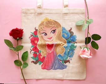 Tote Bag Aurora Sleeping Beauty Disney Princesses Heroines Flowers Briar Roses Cute Gifts Shopping