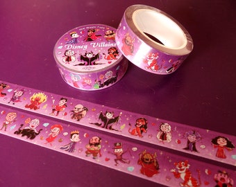 Cinta washi de villanos de Disney, minipegatina adhesiva para papelería, diario, decoración, gancho, Maléfica, Cruella, Úrsula, Jafar, Scar, Frollo, Hades, Facilier