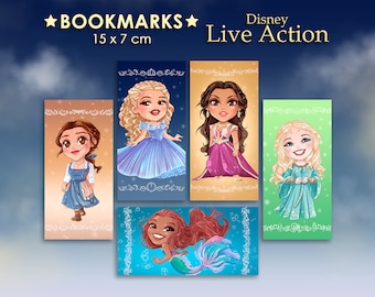 Bookmarks Disney Live Action - Aurora, Cinderella, Belle, Jasmine