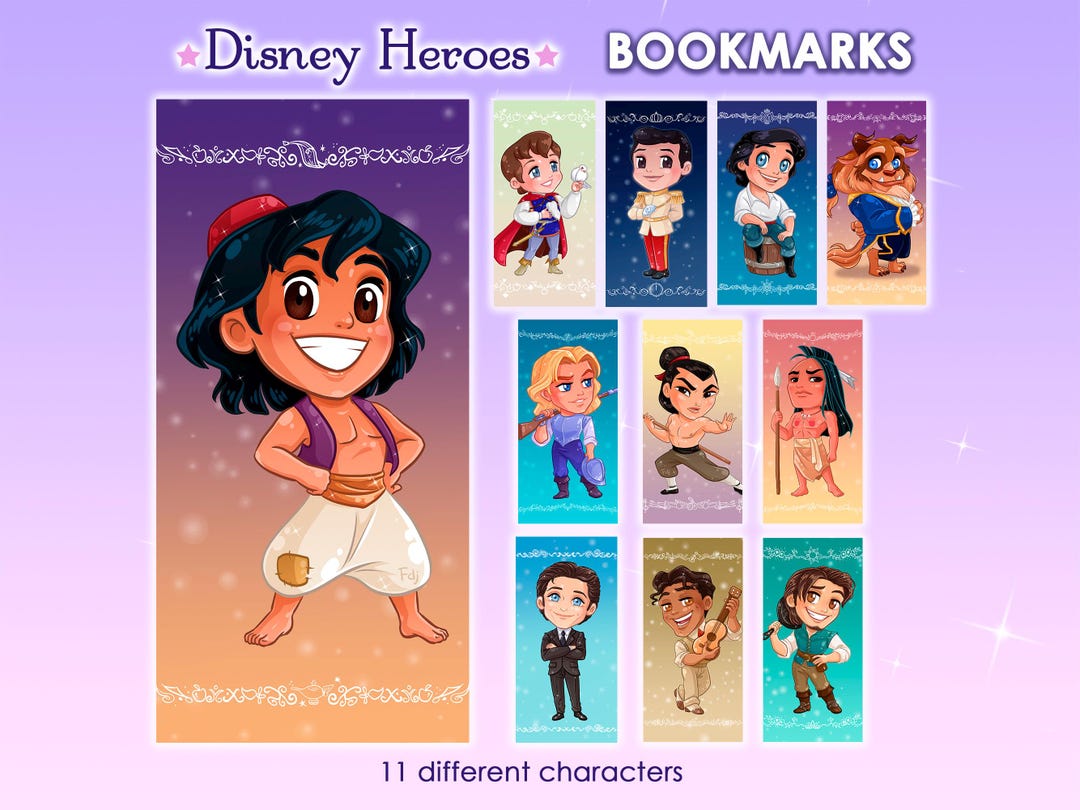 Bookmarks Disney Heroes Princes Cute Gifts Collectable Aladdin Eric Li ...