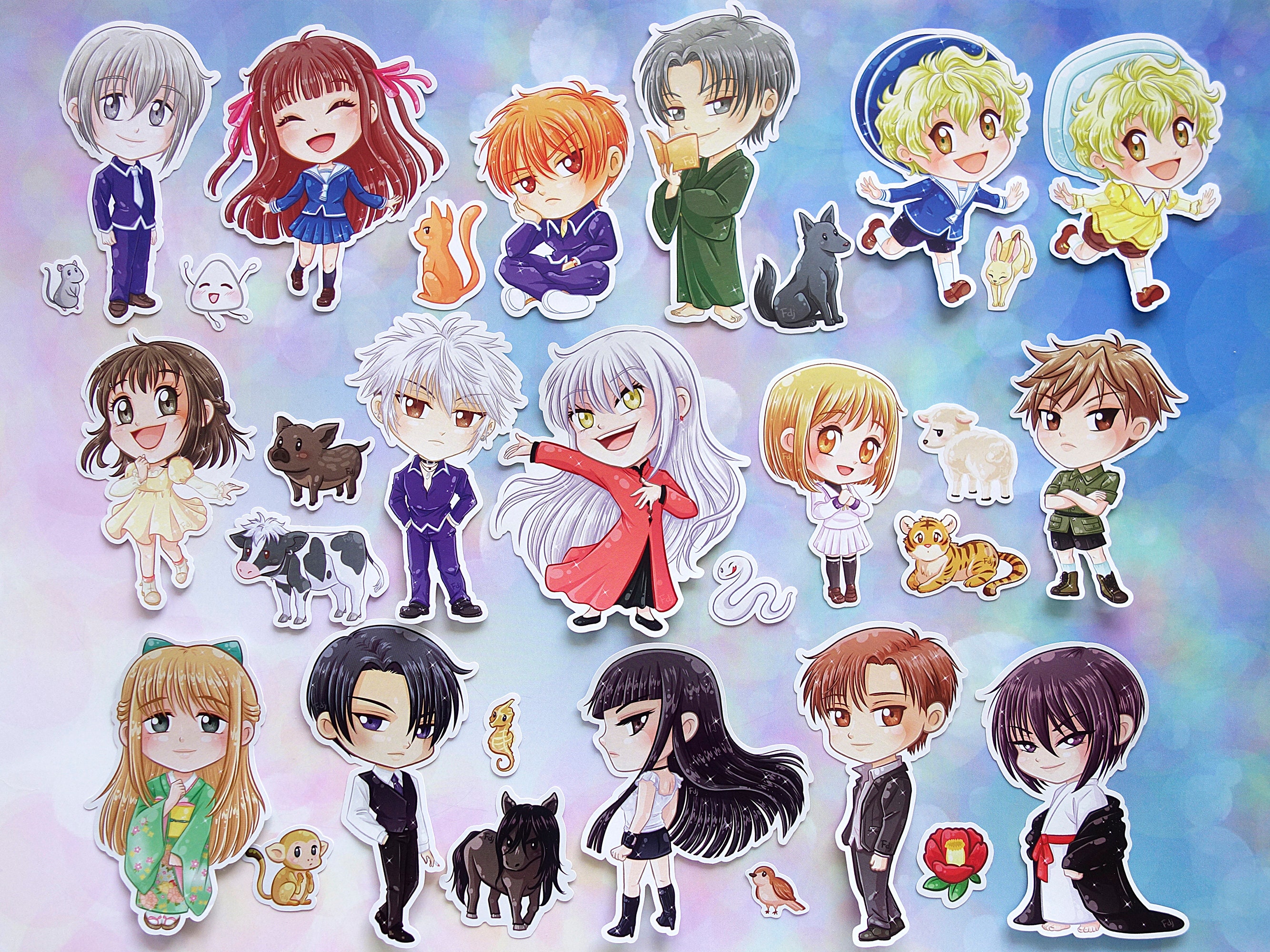 Pegatinas Cesta de frutas Zodíaco chino Regalos lindos Papelería Tohru Kyo  Yuki Espíritus animales Manga Anime - Etsy México, image size:2667x2000