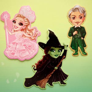 Adesivi Wicked Wizard of Oz Adesivi Adesivi Carini Cancelleria Diario Decorazione Glinda Elphaba Streghe Magia Ovest Nord Verde Rosa Regali Carini