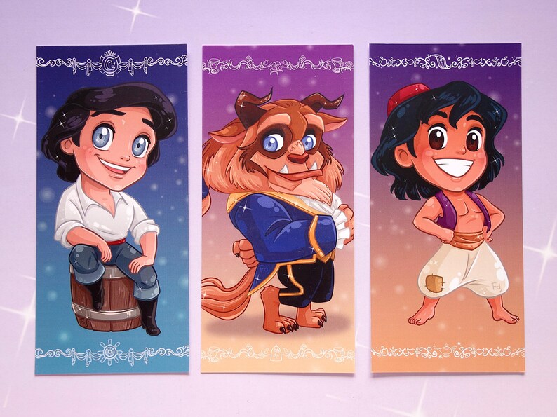 Bookmarks Disney Heroes Princes Gifts Collectable Aladdin Eric Li Shang ...