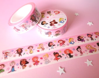 Ruban adhésif Washi Tape, Héroïnes, Princesses Disney, Mini autocollant adhésif, Décoration de journal, Ariel Raiponce Megara Mulan Elsa