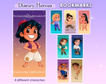 Bookmarks Disney Princes & Heroes - Eric, Aladdin, Li Shang, Flynn Rider, John Smith, Kocoum, Beast, Naveen
