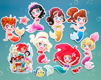 Stickers Ariel Sisters Daughters Triton Cute Gifts Stationery Individual Disney Little Mermaid Aquata Alana Arista Adella Andrina
